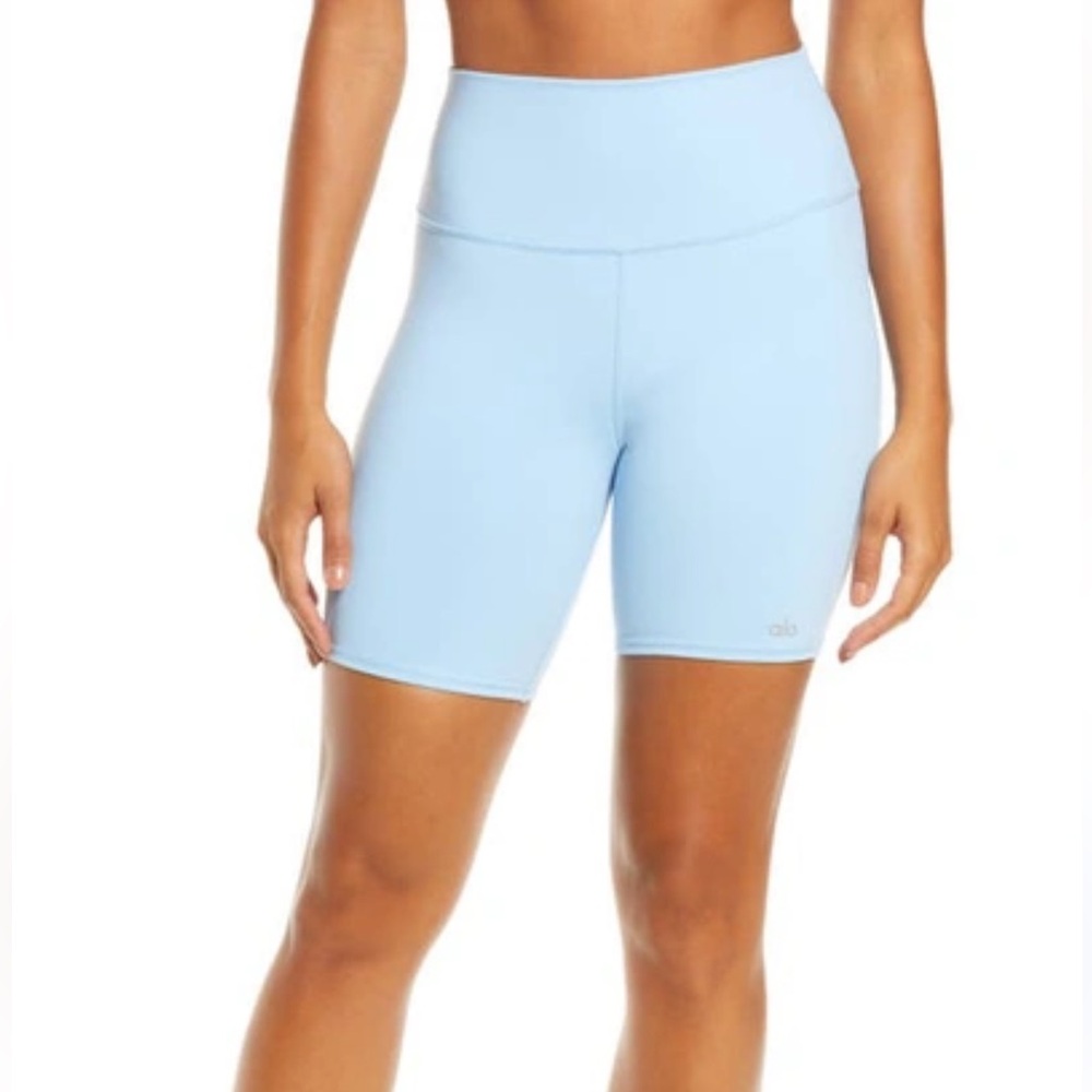 ALO Yoga High Waist 7” Bike Short | Sky Blue | Size XS
